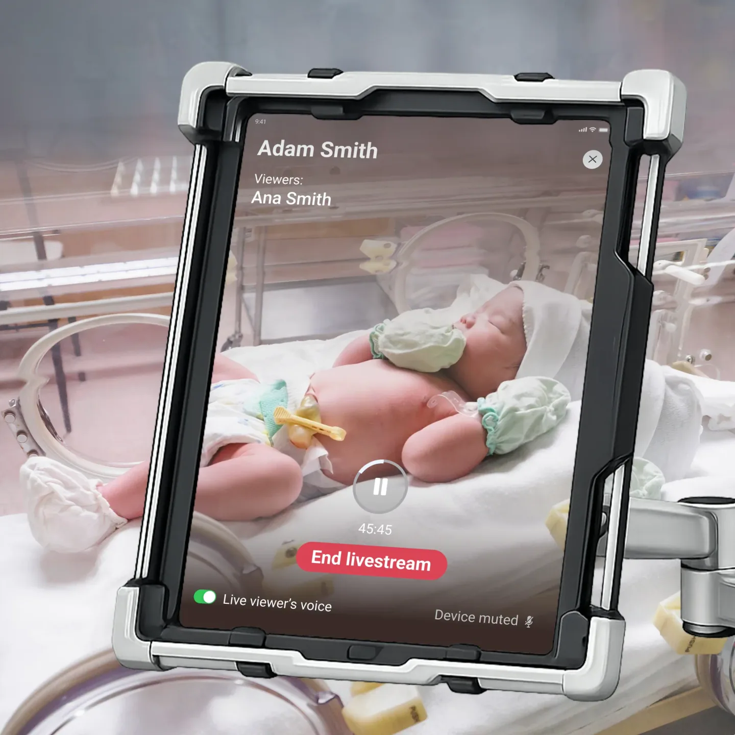 Secure livestream — no intrusive 24/7 webcams.